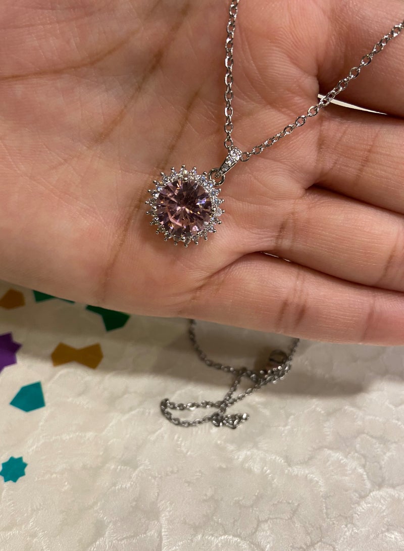 Elegant Silver Plated Cubic Zircon Necklace For Women - Image 5